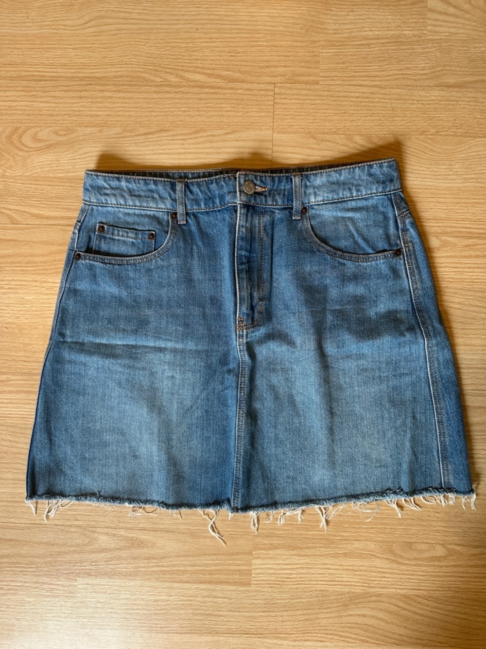 Old Navy Blue Denim Mini Skirt with Frayed Hem